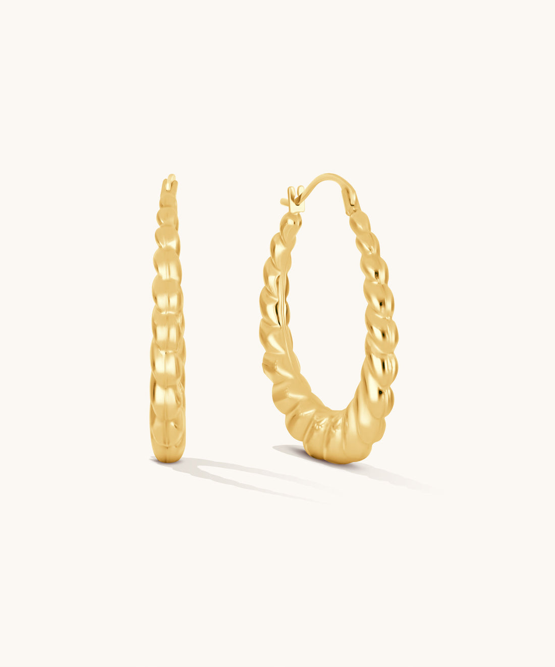 Scalloped Hoops | 25mm - 14k Solid Gold