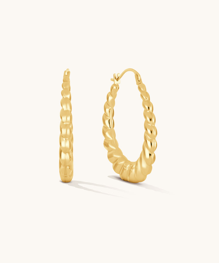 Scalloped Hoops | 25mm - 14k Solid Gold