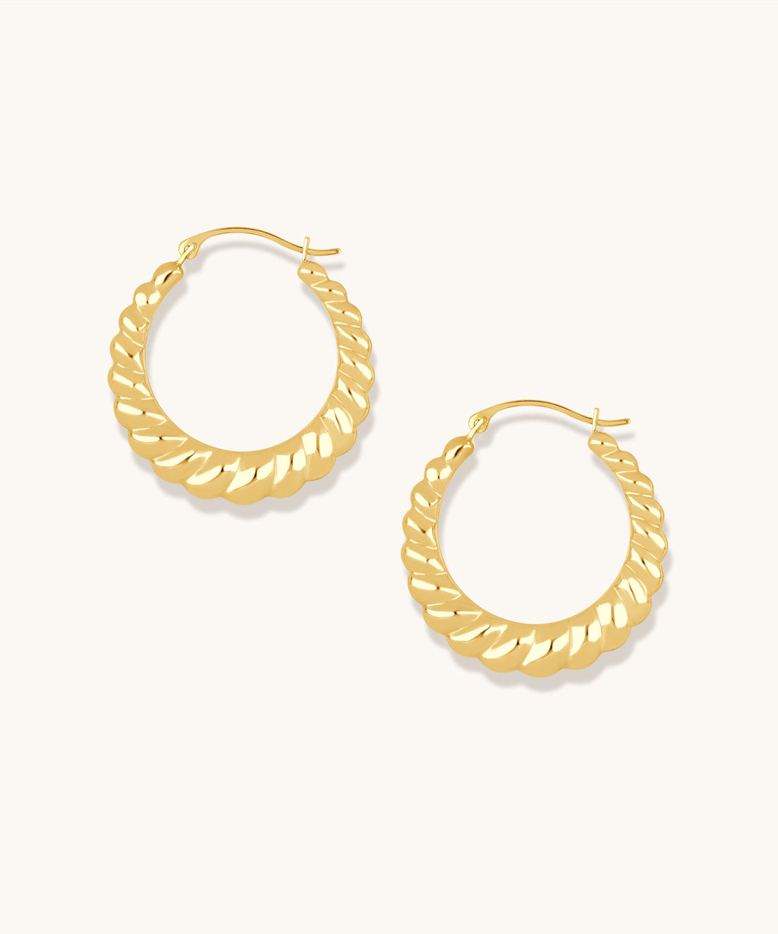 Scalloped Hoops | 25mm - 14k Solid Gold