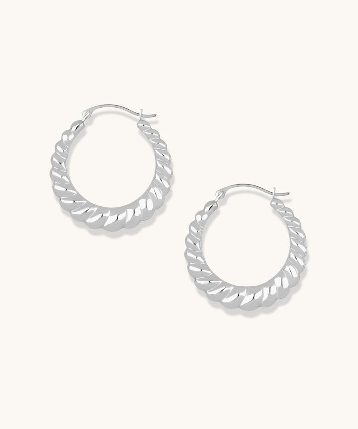 Scalloped Hoops | 25mm - 14k Solid Gold