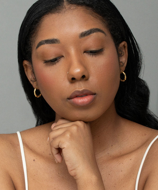 Beaded Rope Hoops | 18mm - 14k Solid Gold