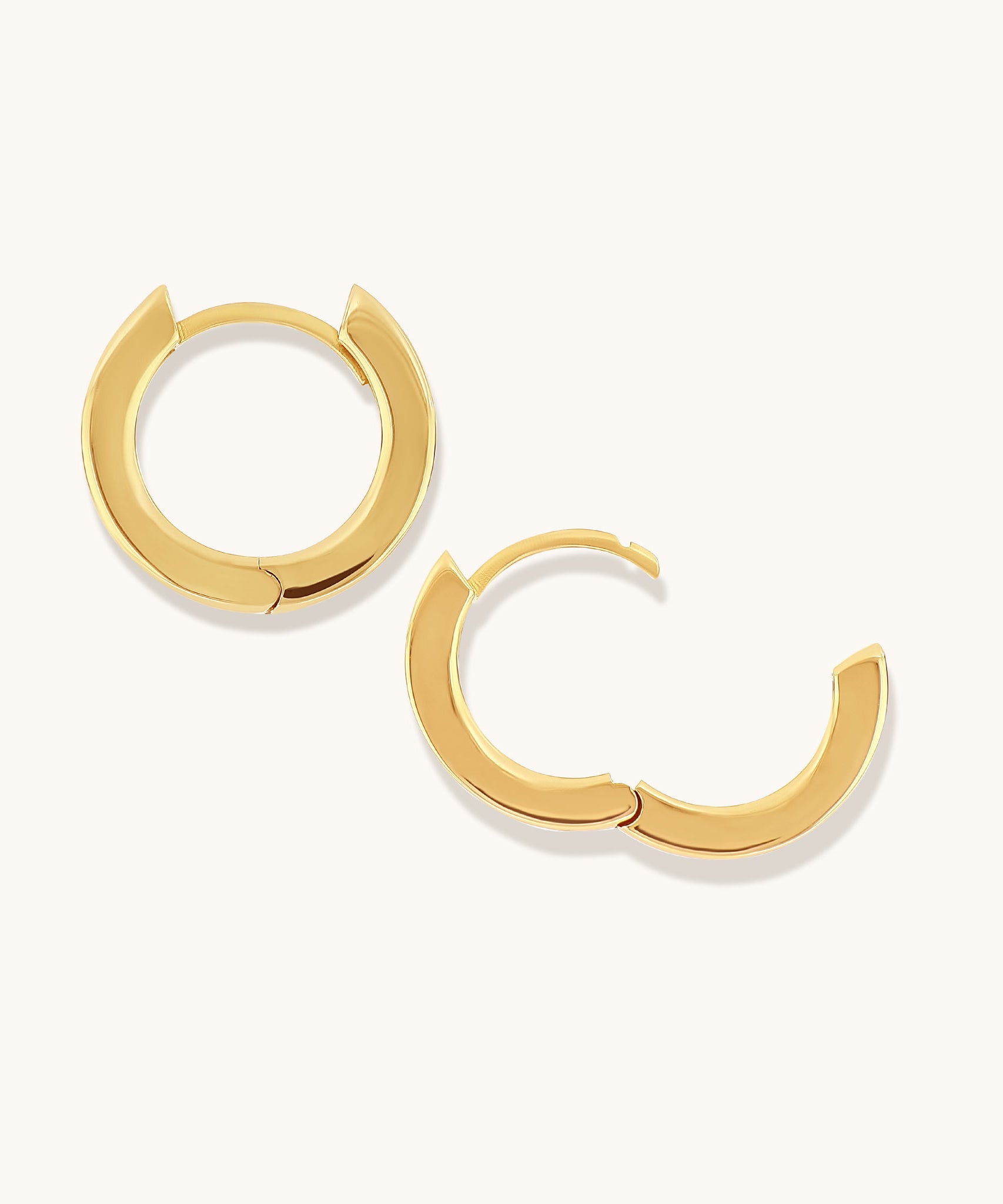 Bold Squared Edge Hoops | 15mm - 14k Solid Gold