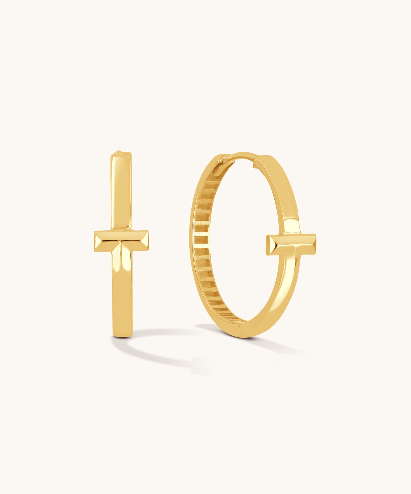 Cross Hoops | 23mm - 14k Solid Gold