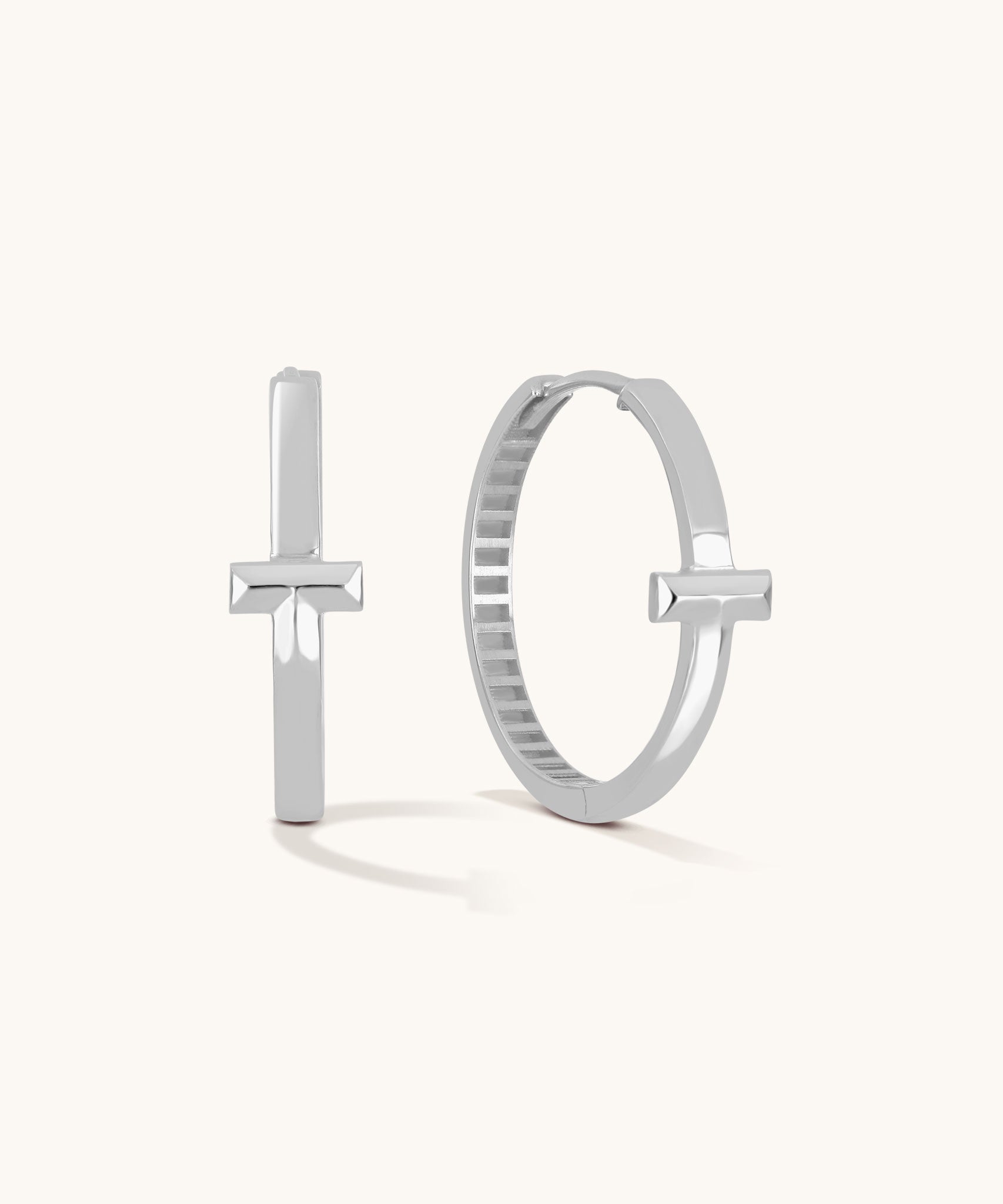 Cross Hoops | 23mm - 14k Solid Gold