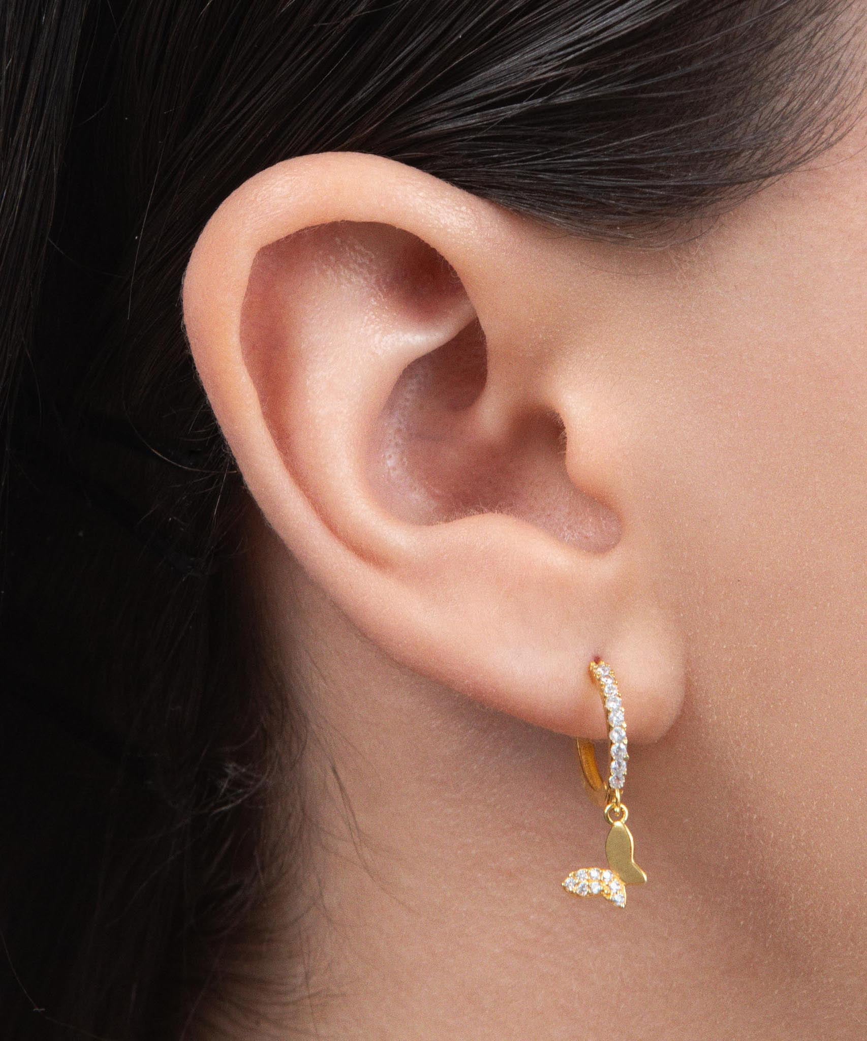 Huggies with Pavé Butterfly