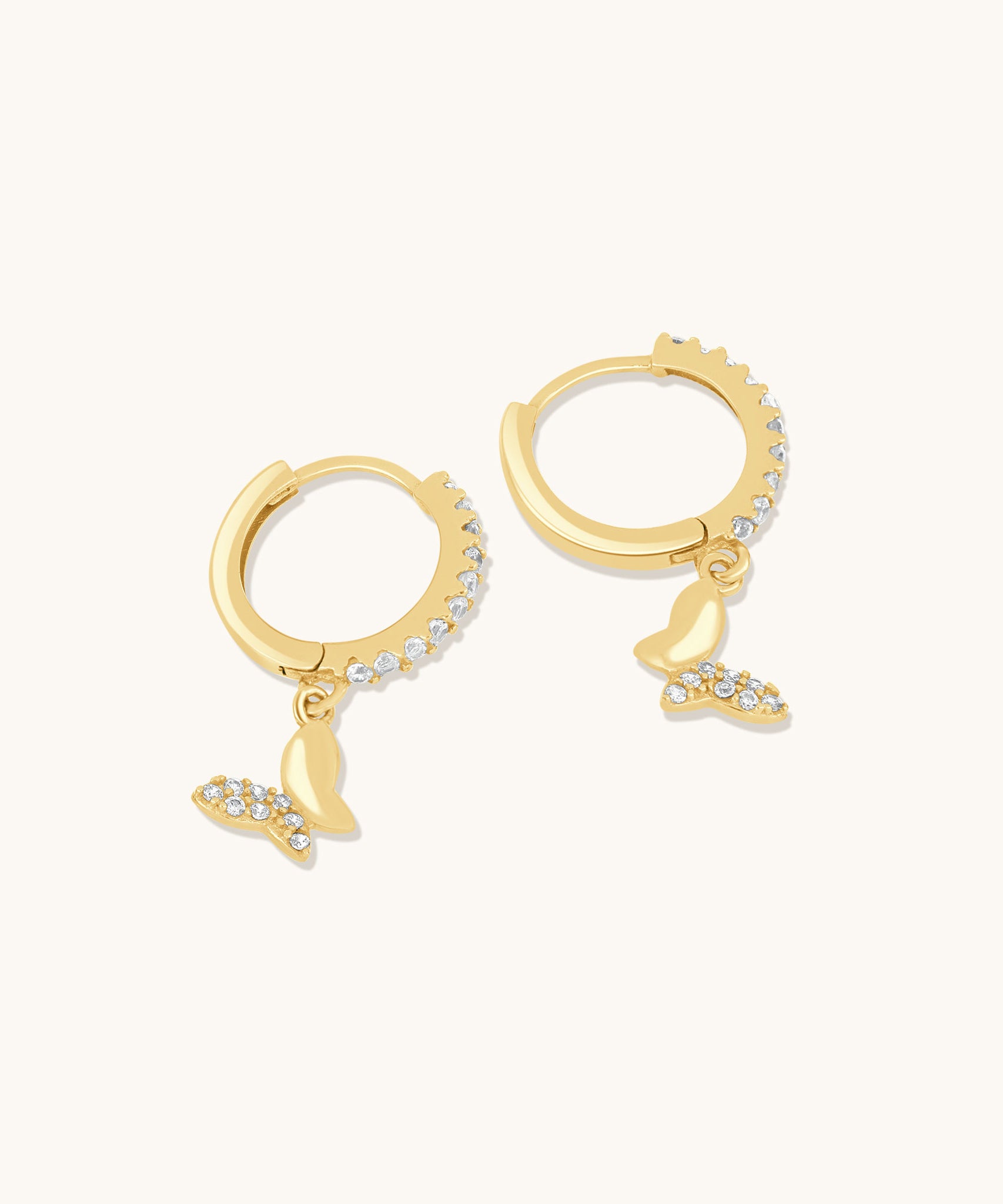 Huggies with Pavé Butterfly