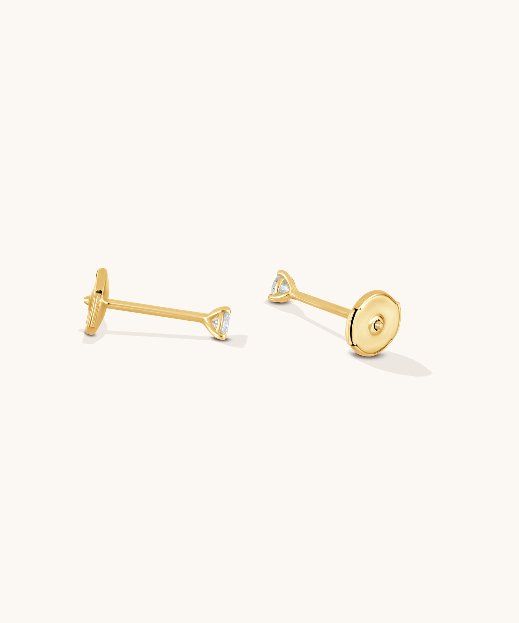 Round Lab Diamond 3 Prong Studs | 1/5 ct - 14k Solid Gold