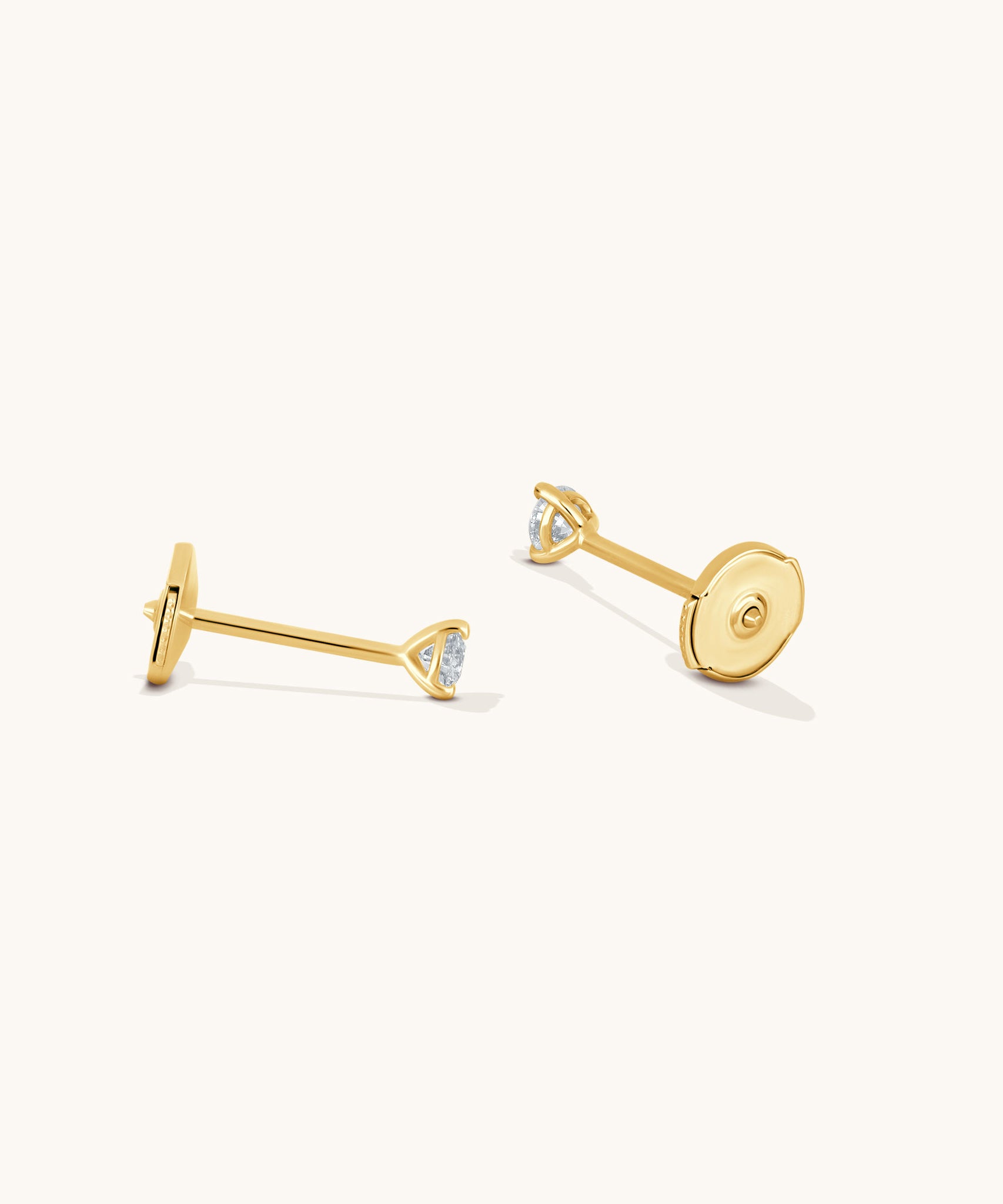 Round Lab Diamond 3 Prong Studs | 1/3 ct - 14k Solid Gold