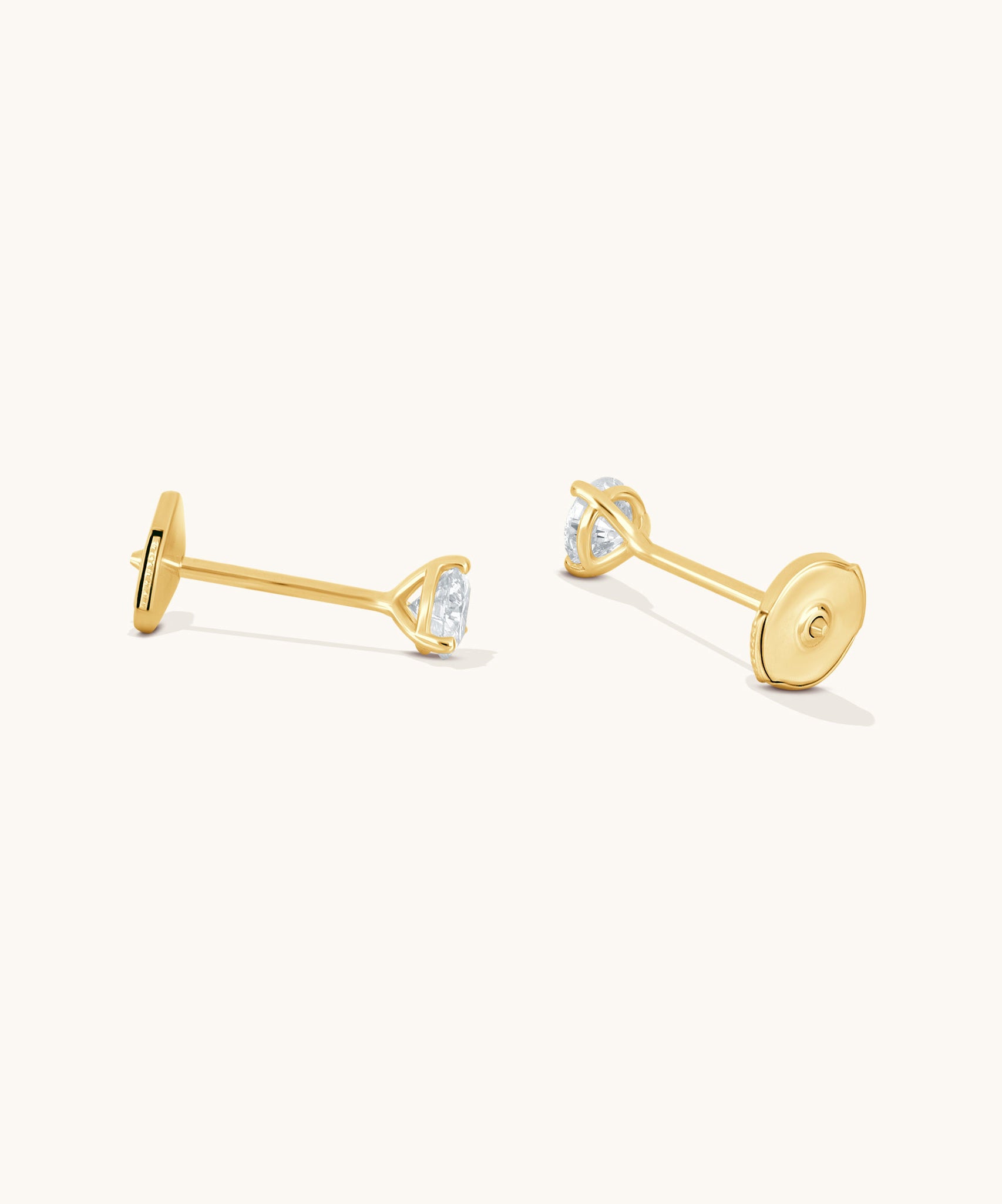 Round Lab Diamond 3 Prong Studs | 1/2 ct - 14k Solid Gold