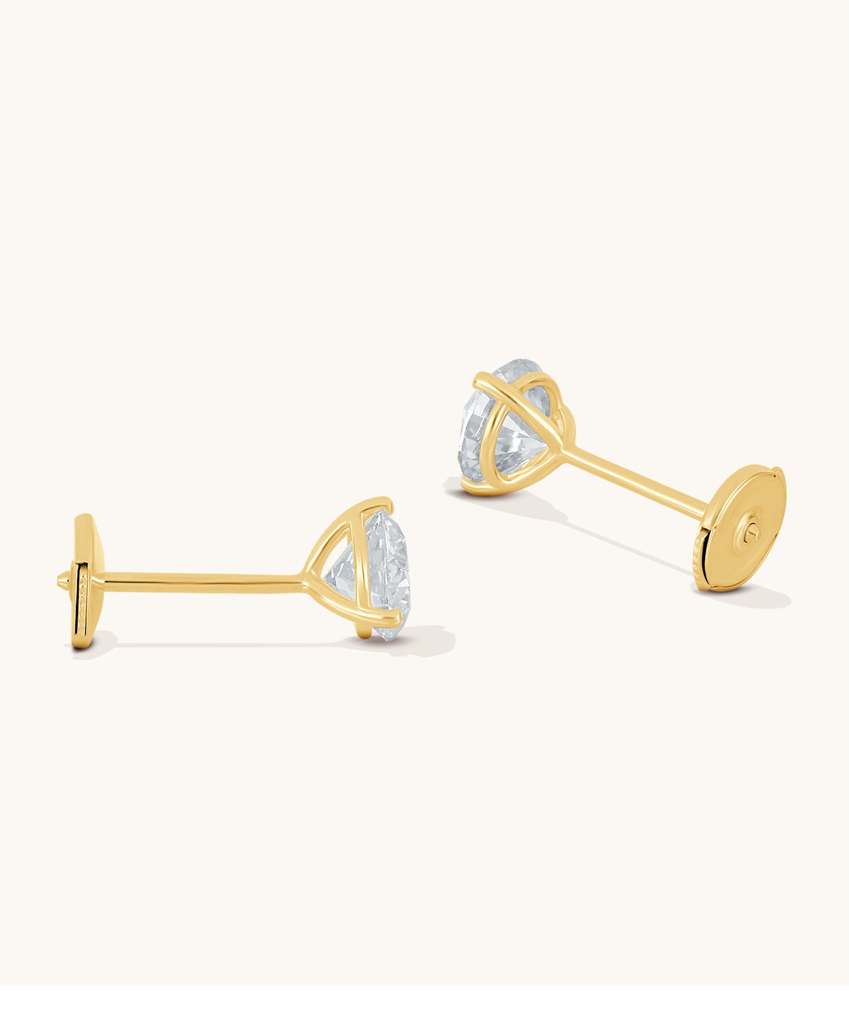 Round Lab Diamond 3 Prong Studs | 1 3/4 ct - 14k Solid Gold