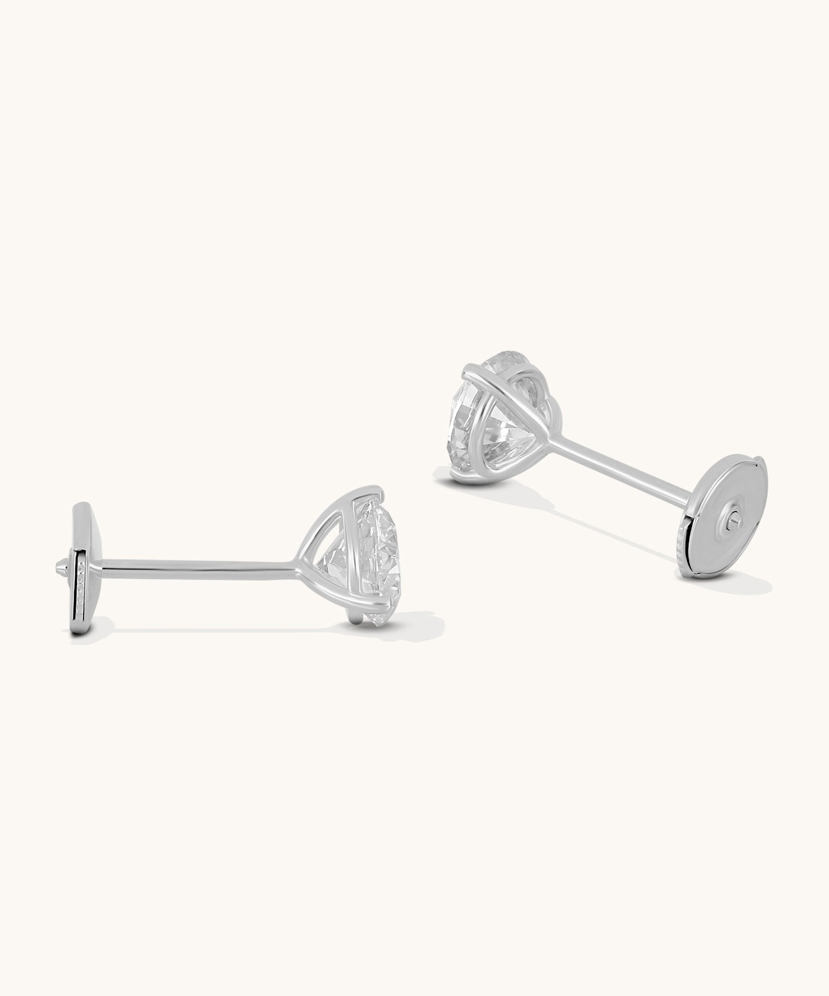 Round Lab Diamond 3 Prong Studs | 1 3/4 ct - 14k Solid Gold