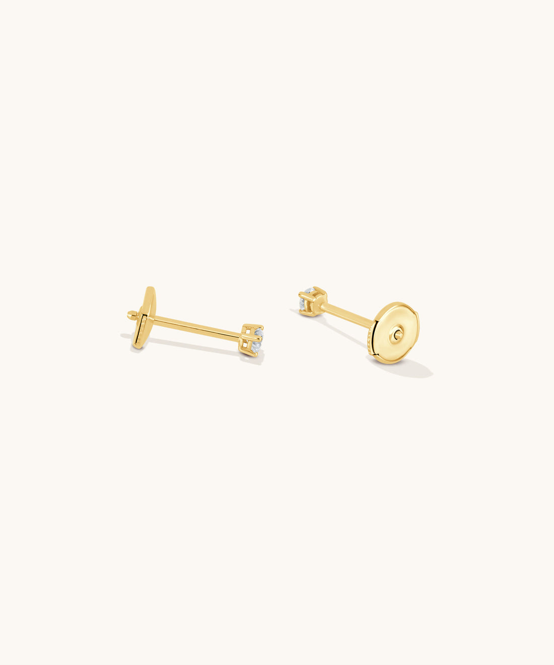 Round Lab Diamond 4 Prong Studs | 1/8 ct - 14k Solid Gold