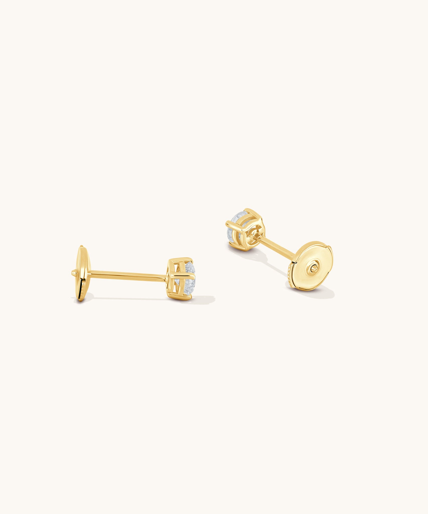 Round Lab Diamond 4 Prong Studs | 1/2 ct - 14k Solid Gold