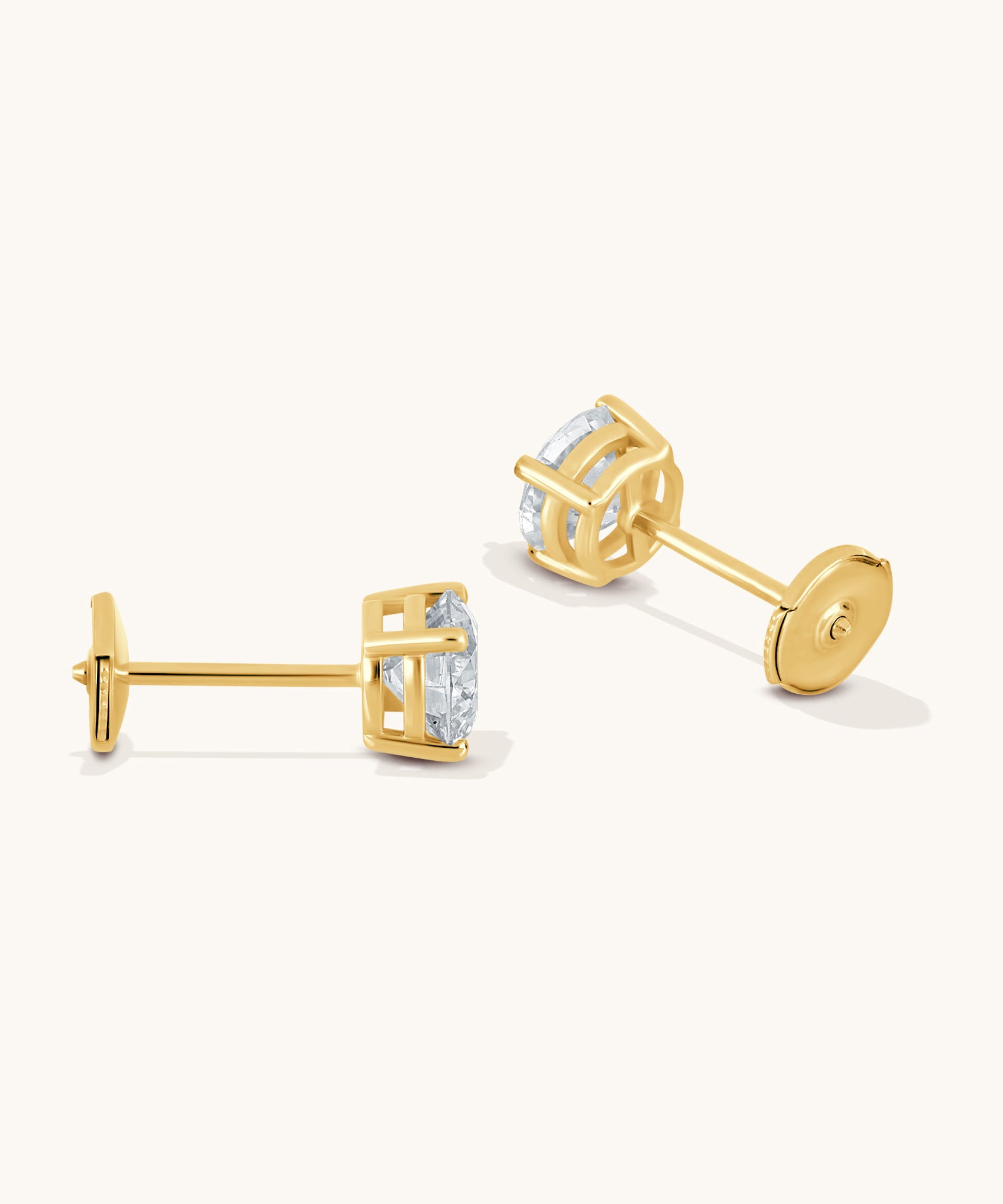 Round Lab Diamond 4 Prong Studs | 1 3/4 ct - 14k Solid Gold
