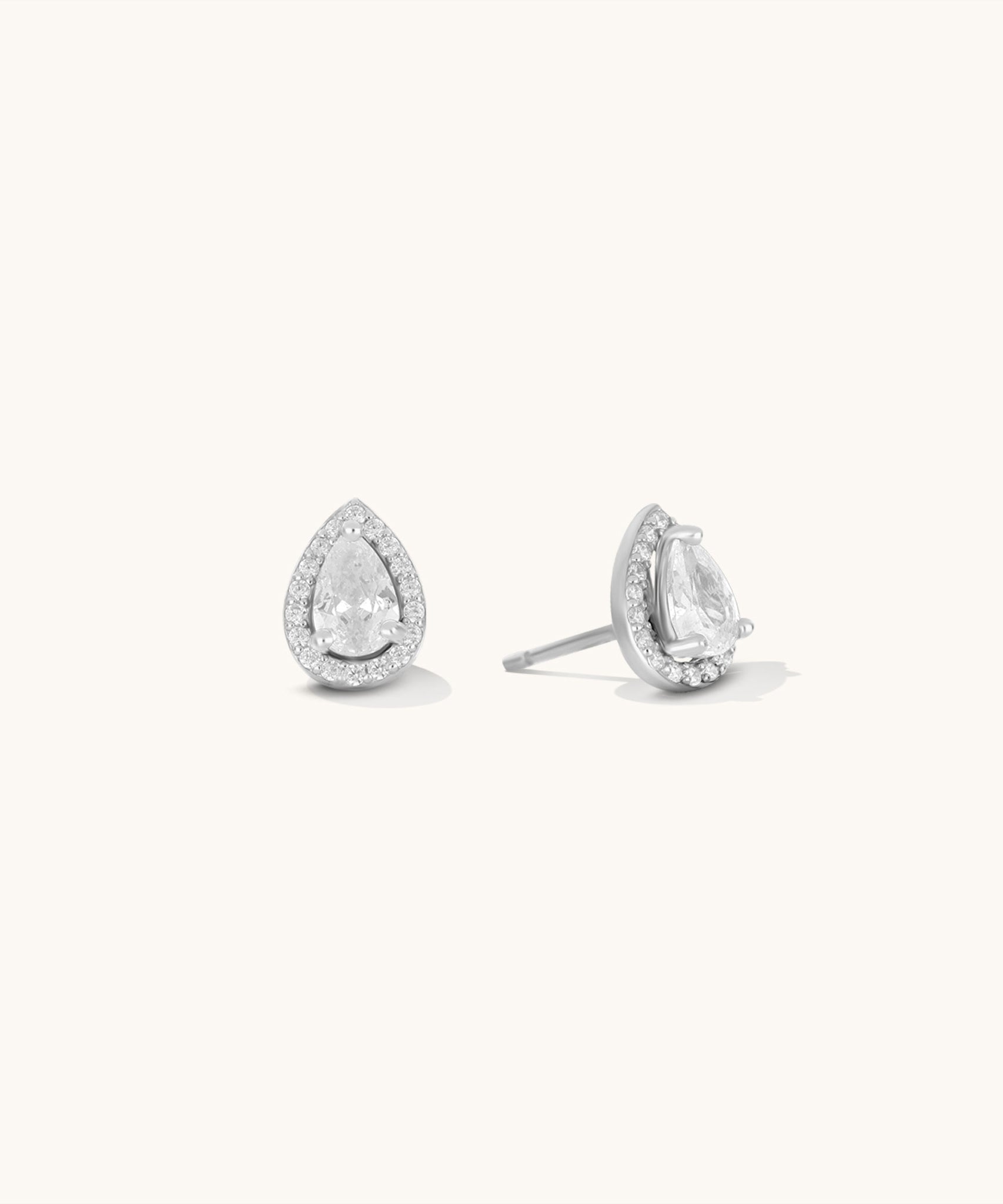 Classic Halo Pear CZ Studs – Alden+Mara