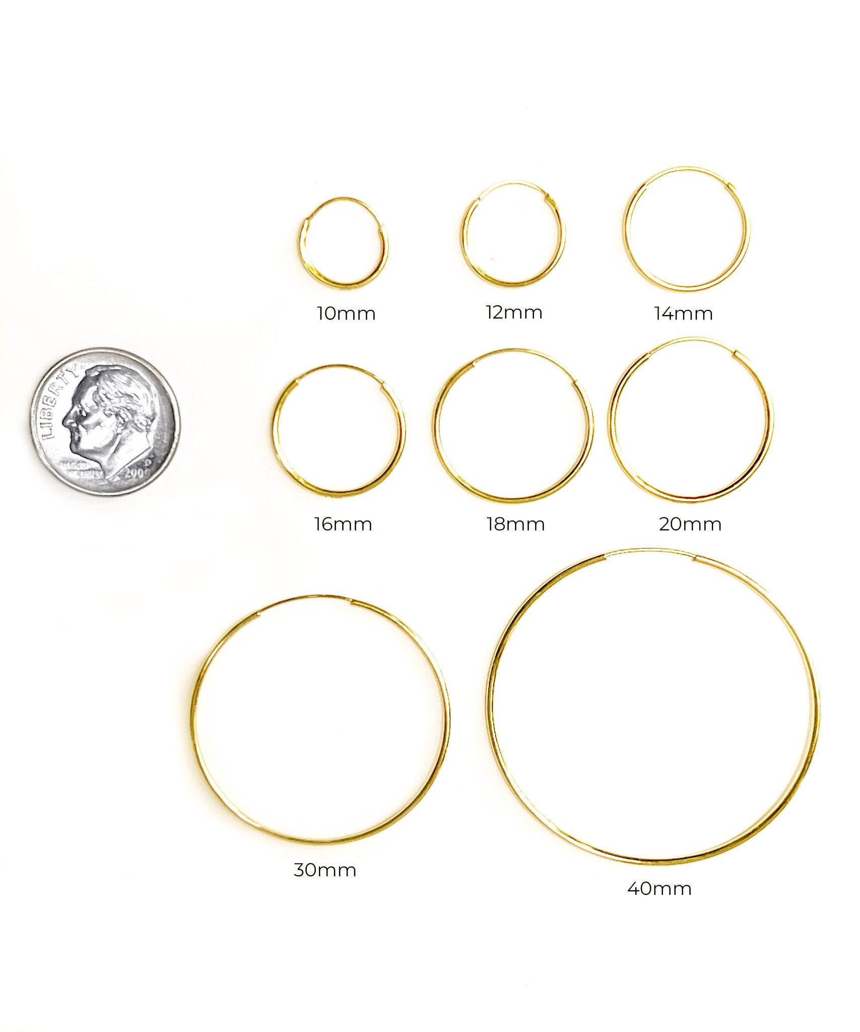 endless hoops size chart